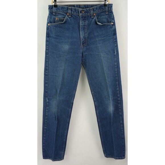 Vintage 1990s Levis USA 505 Orange Tab Straight Leg Jeans Mens 33 x 34 Dark Blue